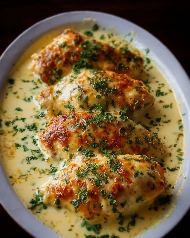 Delicious creamy garlic parmesan chicken served on a plate