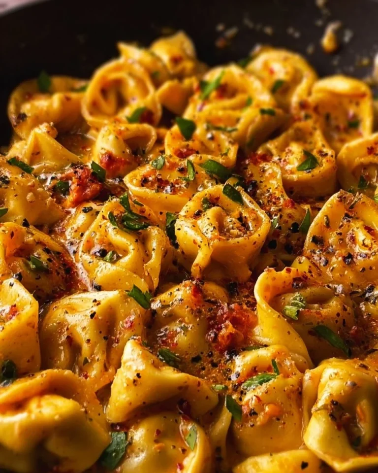One-Pot Spicy Garlic Butter Chicken Tortellini dish in a bowl