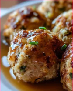 Plate of delicious savory stuffing balls ready for serving