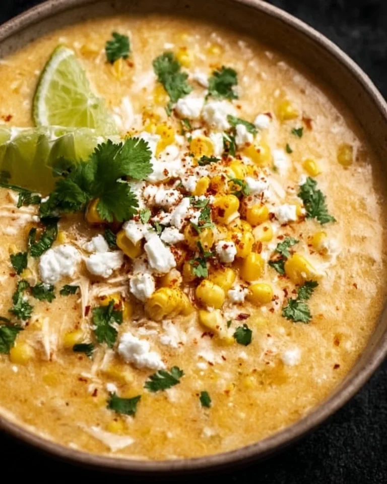 Delicious Mexican street corn soup served in a cozy bowl
