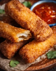 Delicious Air Fryer Taco Sticks served with dipping sauce