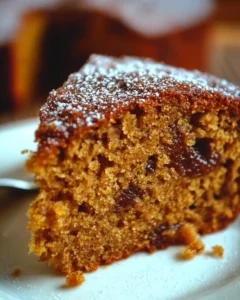 Homemade Applesauce Cake served with a slice cut out