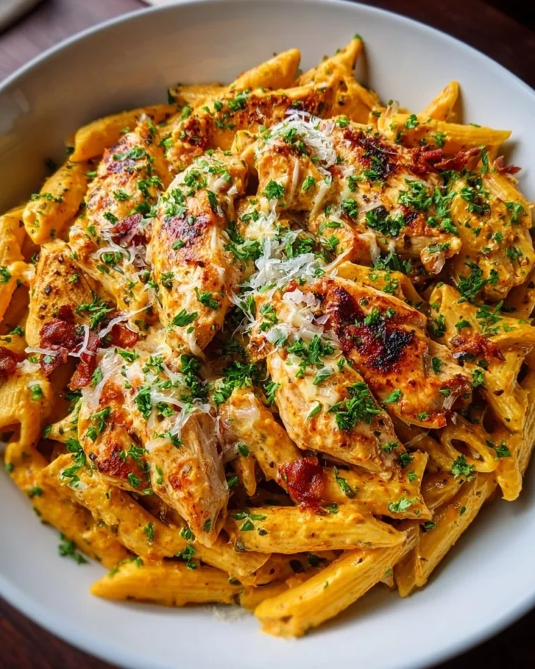 Creamy Crack Chicken Penne served in a bowl