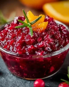 Homemade Cranberry Orange Relish in a decorative bowl