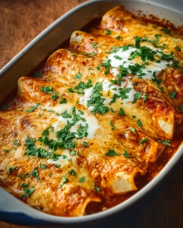 Delicious chicken enchiladas topped with cheese and fresh cilantro