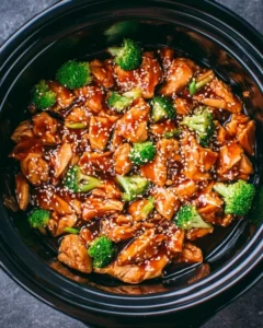 Delicious Dump and Go Crockpot Teriyaki Chicken ready to serve.