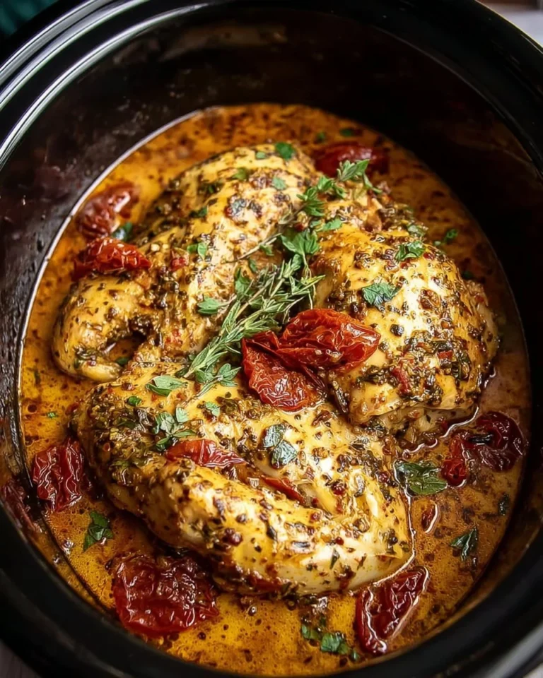 Crockpot Marry Me Chicken served with fresh herbs and pasta