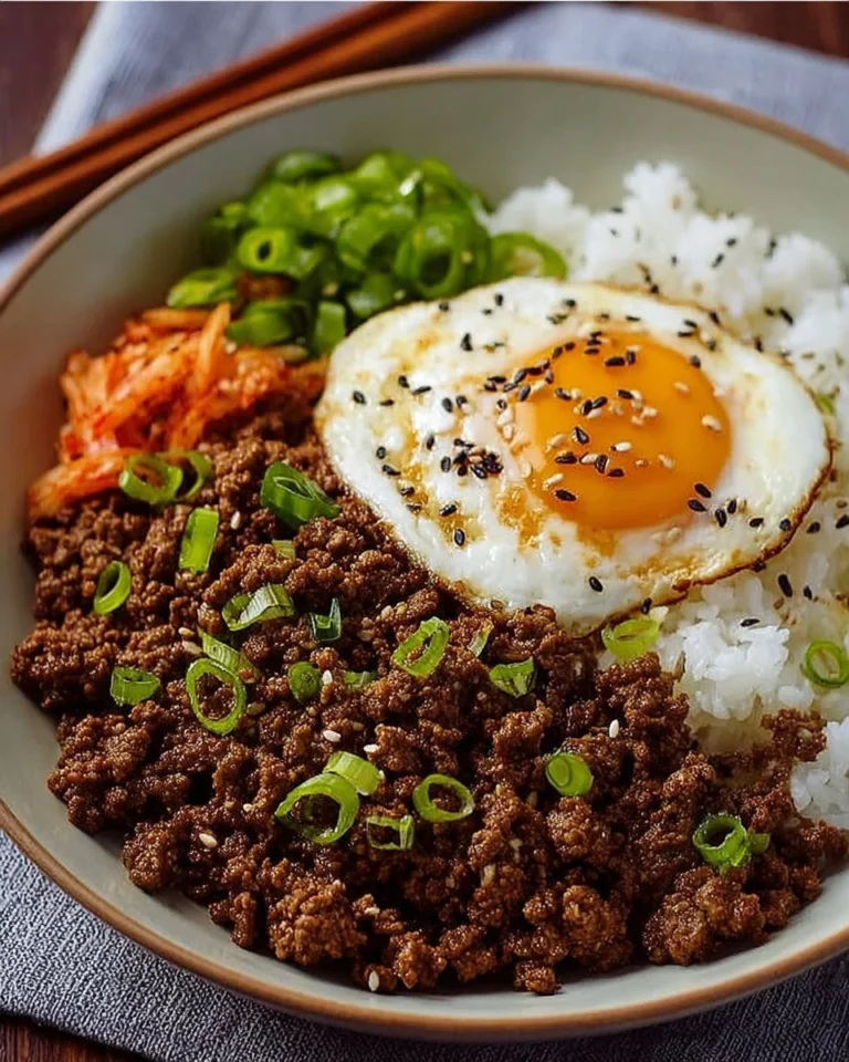 Photo of easy ground beef bulgogi served with rice and vegetables