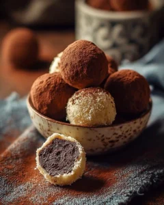 Delicious homemade tiramisu truffles with cocoa powder and coffee flavor