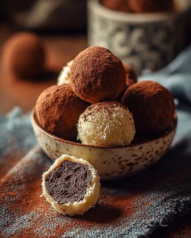 Delicious homemade tiramisu truffles with cocoa powder and coffee flavor