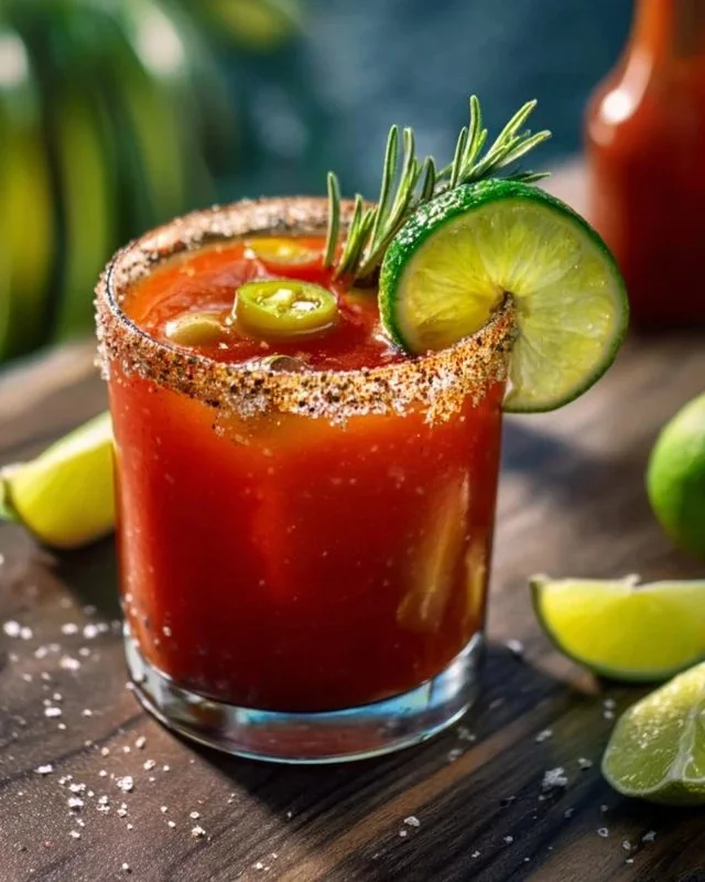 Irresistibly bold Bloody Mary cocktail garnished with spices and served in a glass