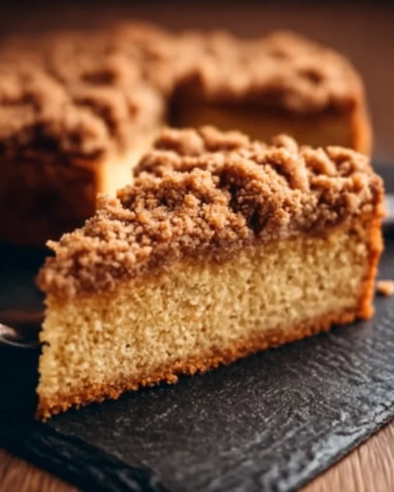 Slice of delicious Maple Streusel Cake with crunchy topping