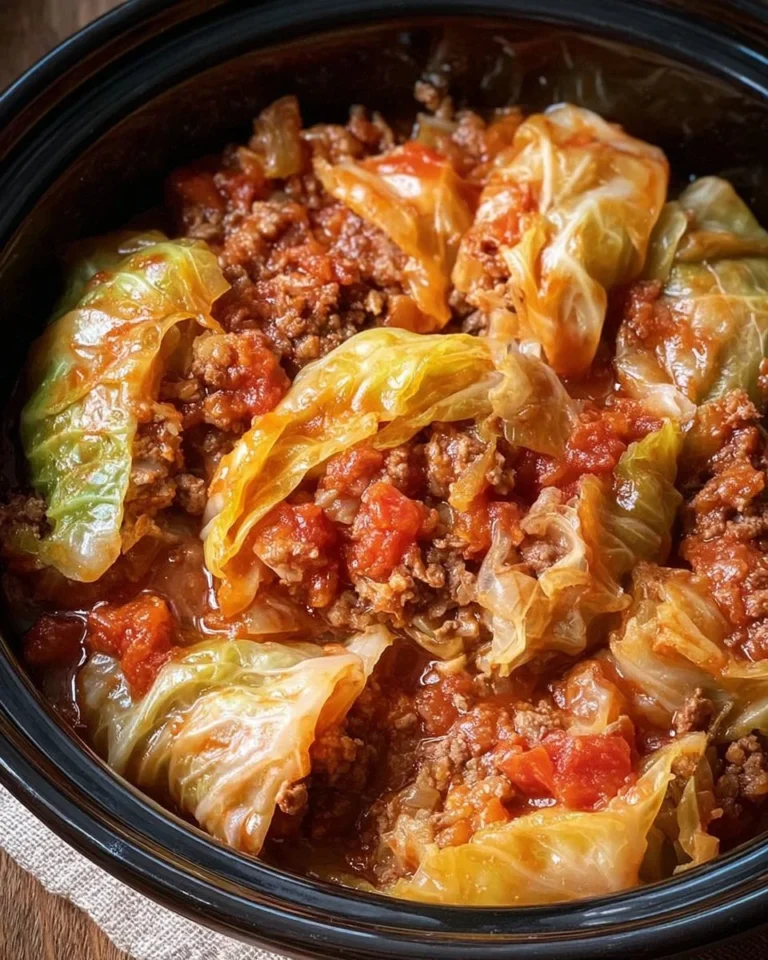 Slow cooker unstuffed cabbage rolls with tomatoes and seasonings