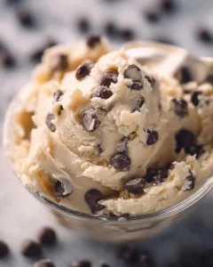 Delicious Greek yogurt cookie dough in a bowl ready to enjoy