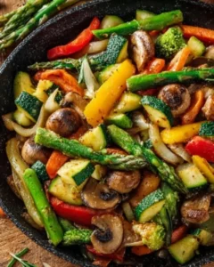 Colorful healthy sauteed vegetables served in a bowl