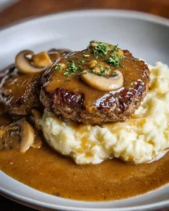 Delicious homemade Salisbury steak served with rich gravy