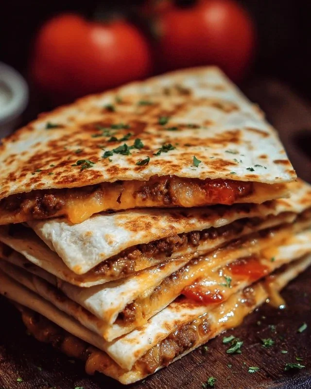 Delicious Smashburger Quesadillas served with toppings