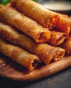 Plate of crispy Vegan Taquitos filled with savory vegetables and spices