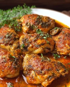 Delicious 3 Ingredient Italian Chicken dish plated with herbs and spices