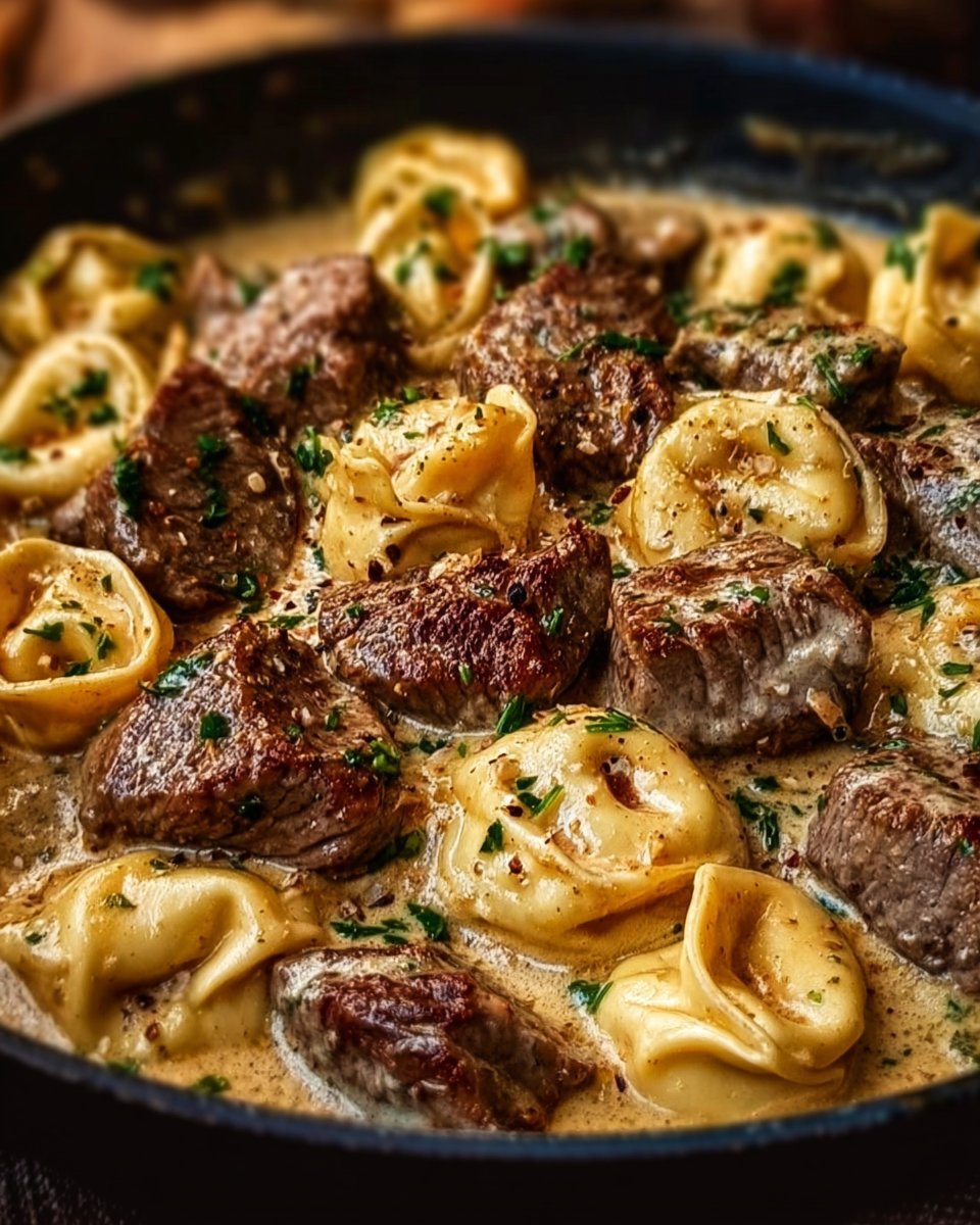 Cracked Garlic Steak Tortellini in Creamhouse Sauce Bliss