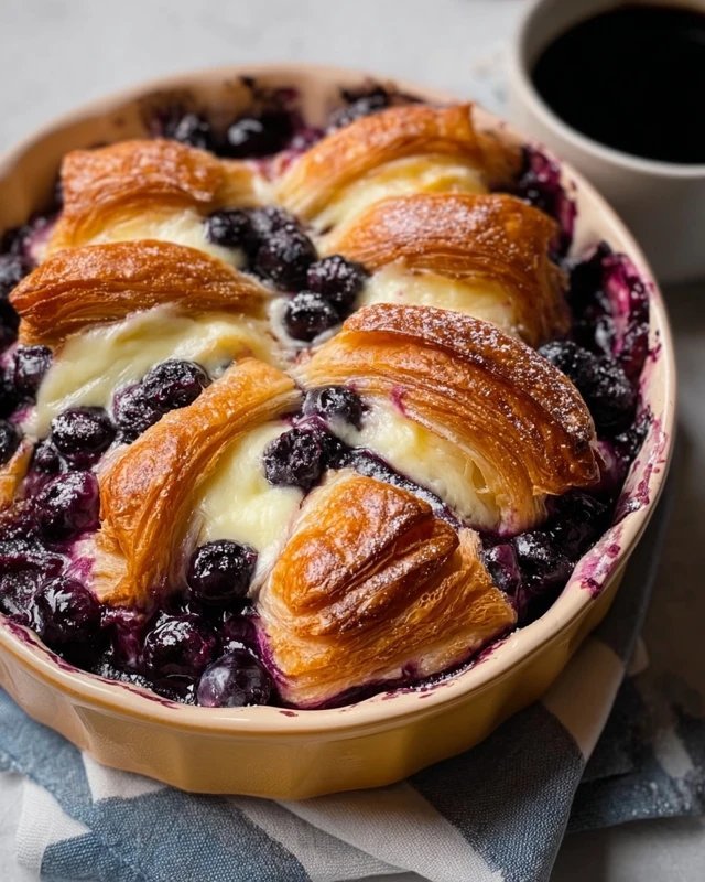 Blueberry Cream Cheese Croissant Casserole