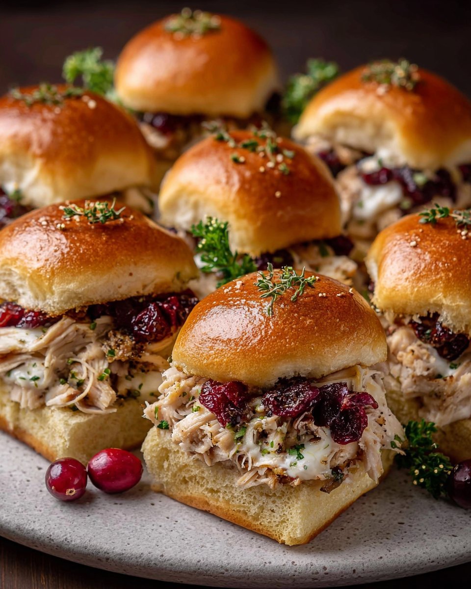 Thanksgiving Leftover Turkey Cranberry Sliders