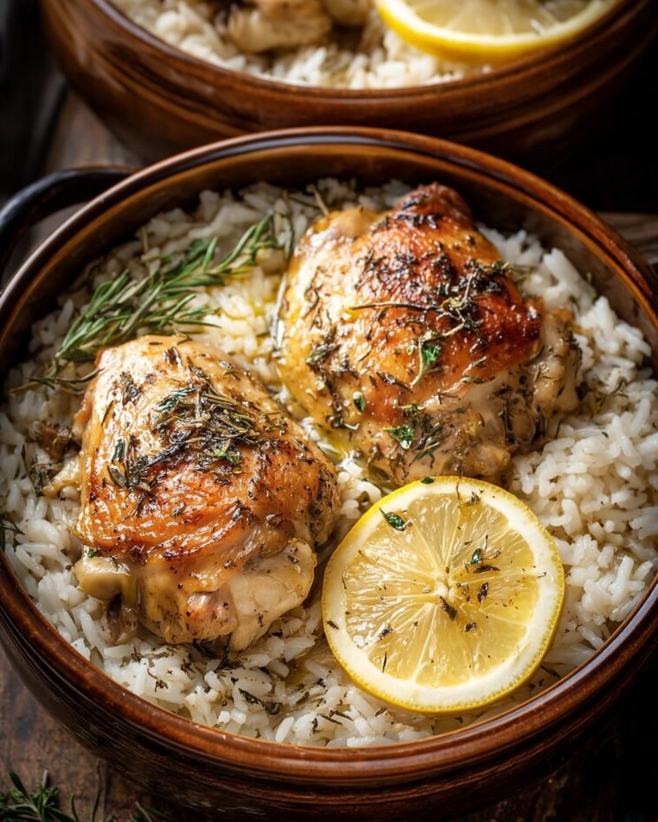 Slow Cooker Lemon Herb Chicken with Fluffy Rice