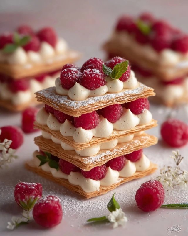 Raspberry Cream Napoleons