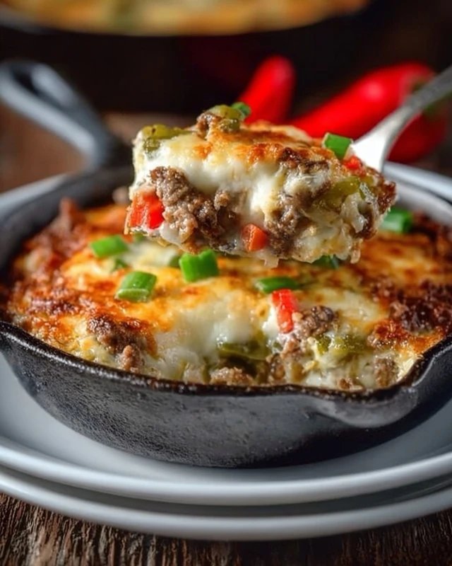 Low Carb Philly Cheesesteak Casserole