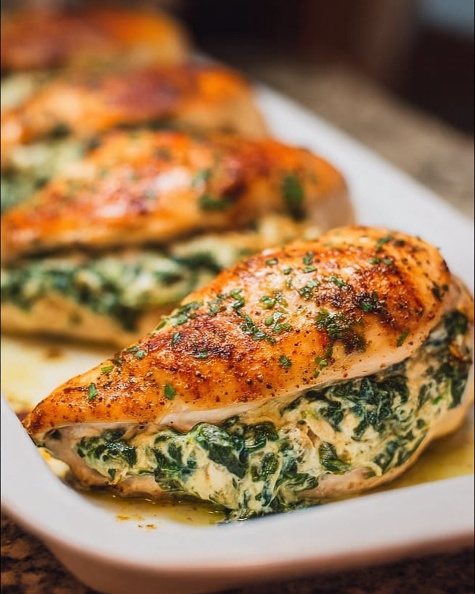 Spinach Stuffed Chicken Breasts - a healthy low carb dinner option!