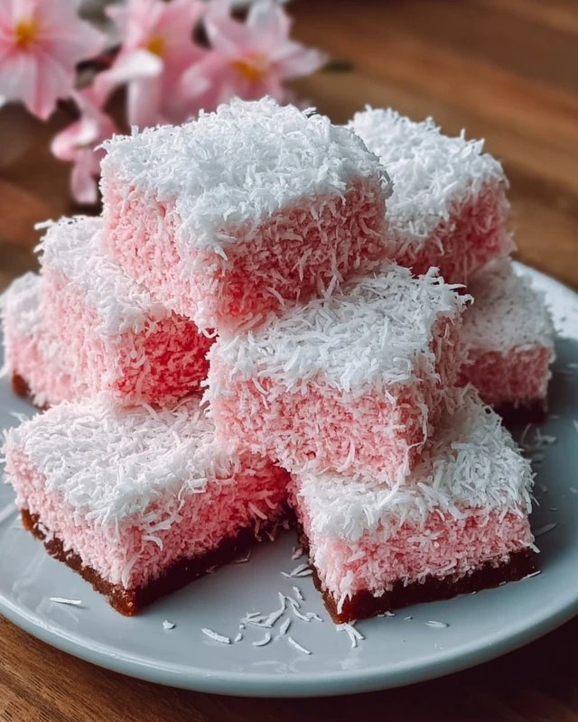 Pink Coconut Snowball Cake Bars