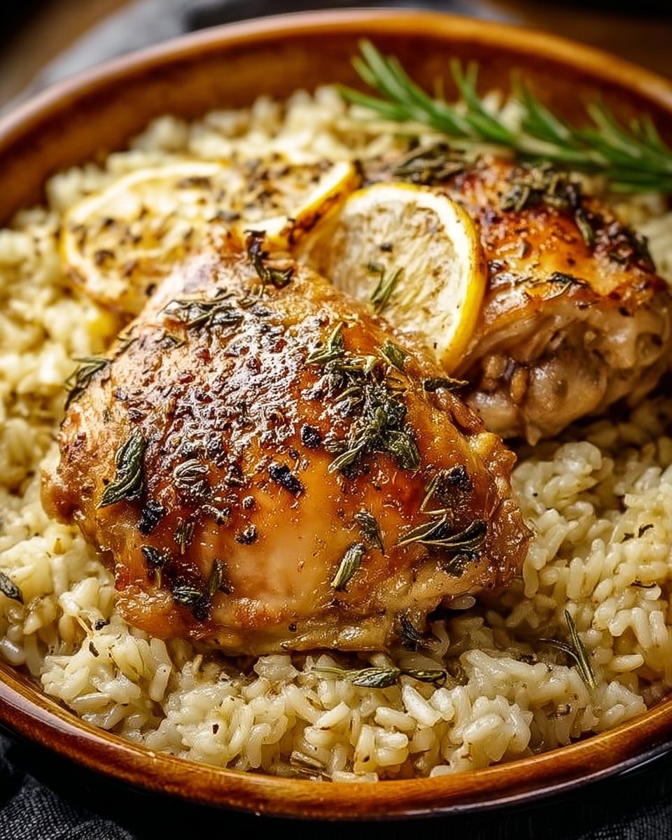 Slow Cooker Lemon Herb Chicken and Rice