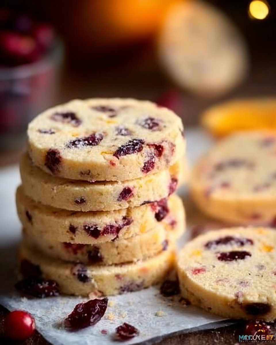 Cranberry Orange Shortbread Cookies