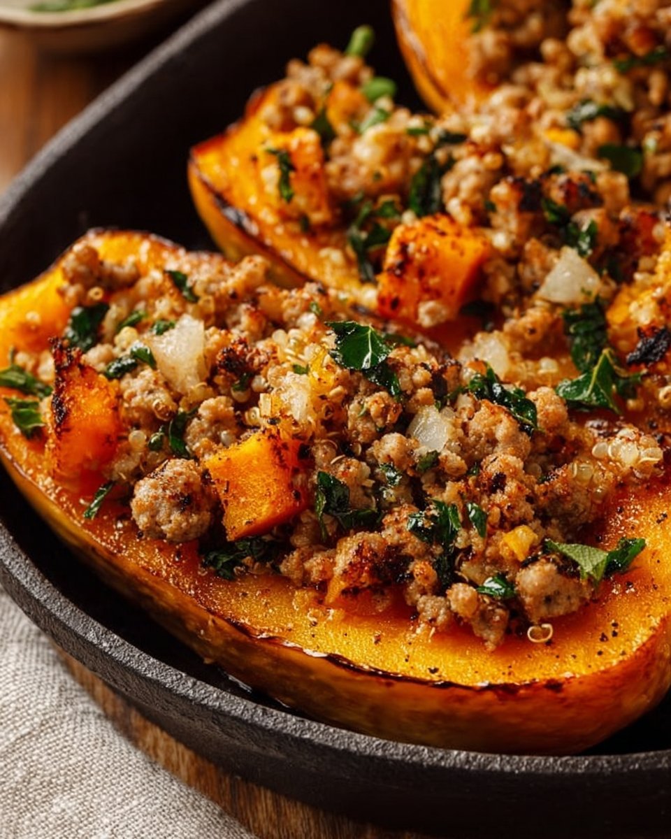Easy Roasted Butternut Squash with Ground Turkey