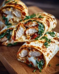 Air Fryer Chicken & Mozzarella Wraps served on a plate