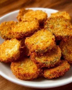 Crispy air fryer fried pickles served in a bowl with dipping sauce