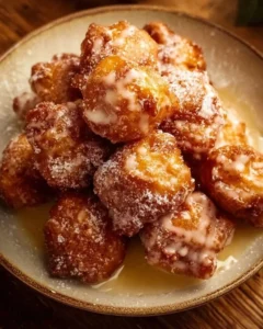 Delicious homemade Apple Fritter Bites served on a plate
