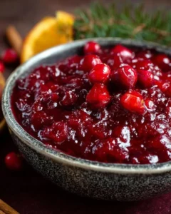 Delicious bowl of homemade cranberry sauce served for a festive meal.