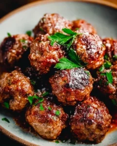 Delicious homemade Italian meatballs in a rich tomato sauce.