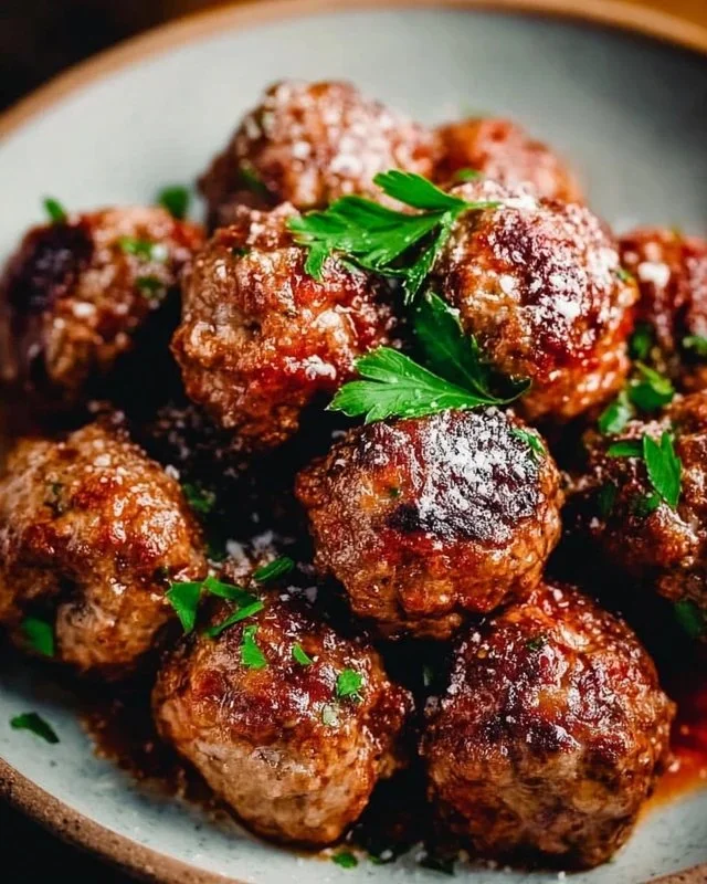 Delicious homemade Italian meatballs in a rich tomato sauce.