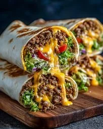 Homemade Big Mac Wraps topped with lettuce, cheese, and special sauce