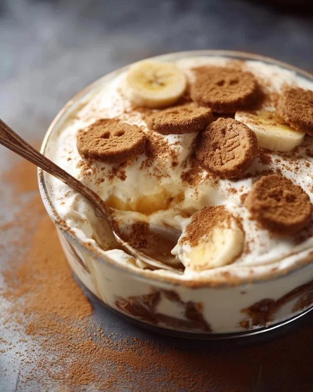 Delicious Biscoff banana pudding layered with cookies and bananas