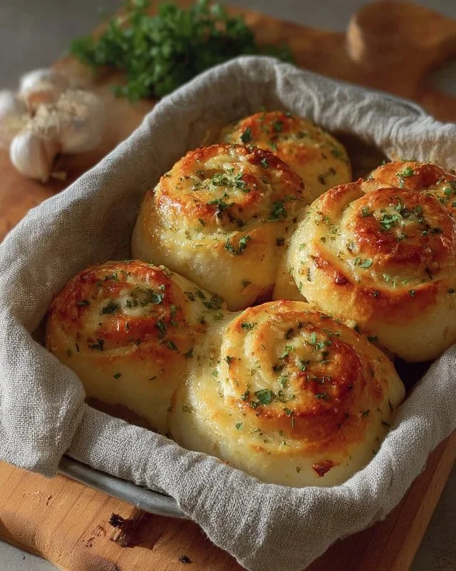 Buttery cheese garlic rolls fresh out of the oven, golden and delicious.