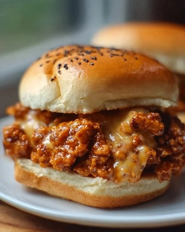 Delicious Cajun Chicken Sloppy Joes served on a plate