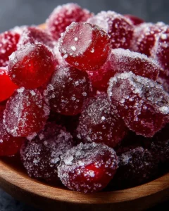 Delicious candied cranberry sugar snack ready to enjoy.