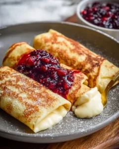 Delicious homemade cheese blintzes filled with creamy cheese filling.