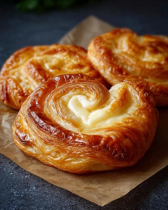 Delicious Cheese Danish Delight with creamy cheese filling on a flaky pastry
