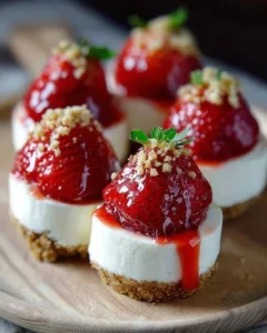 Delicious cheesecake strawberries filled with creamy filling ready to enjoy