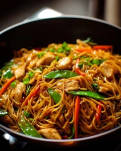 Delicious Chicken Lo Mein dish with vegetables and noodles