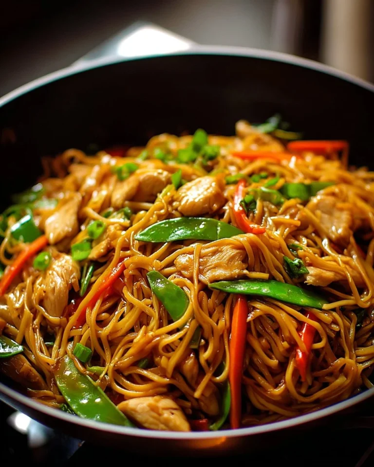 Delicious Chicken Lo Mein dish with vegetables and noodles